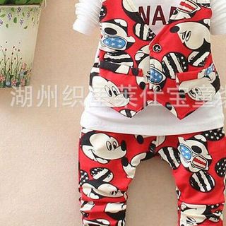 A17192 - 15/10 bộ bé trai ghile da cá mickey áo trắng thun cotton dính liềnri 8size 1-8