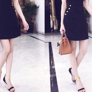 Đầm xòe chữ a đính nút túi giống ngọc trinh mh ld79-l155