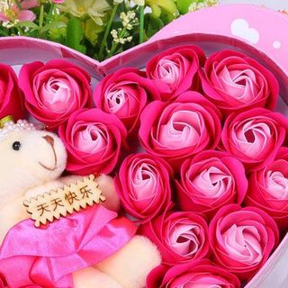 Hoa sáp thơm vĩnh cửu trái tim 1 gấu