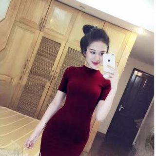 Đầm công sở cổ lọ xẻ tà mhld75-l150