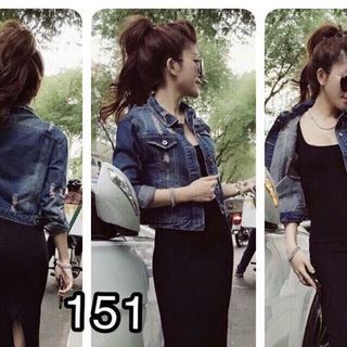 Áo jeans tay dai dạng rách mh la7-l150