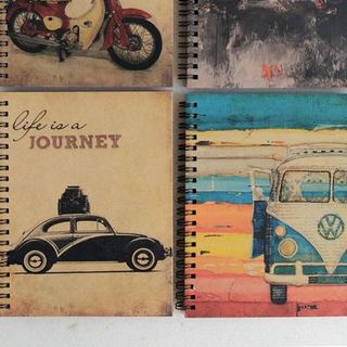 Sổ tay in giấy kraft vintage - bộ xe cổ