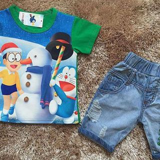 A18118 - 10/11 lydobb bộ đón noel quần jean mềm hình thêu truoc sau áo in 3dri 8size 1-8