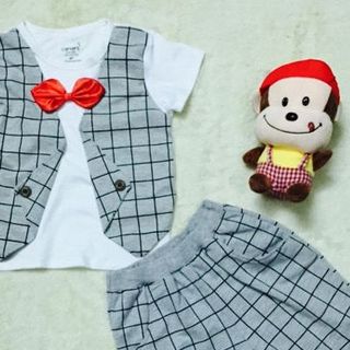 A19305 - bộ bé trai ghi lê nơ cổ áo thun quần da cásize 1-8