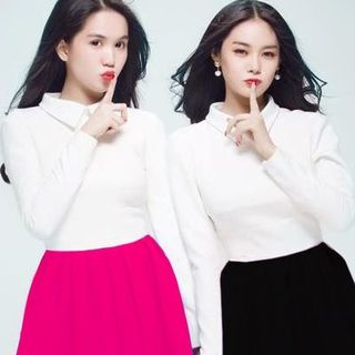 Đầm xòe phối màu ngọc trinh 819