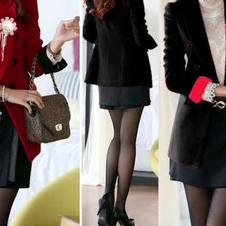 Áo khoác vest dài tay phối đen đính hoa mh la50-l145