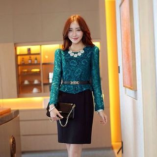 Đầm công sở peplum ren - d4185