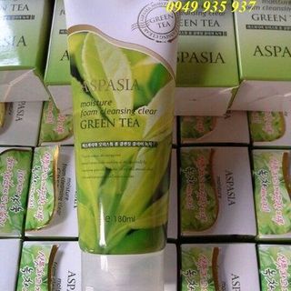 Sữa rửa mặt trà xanh 180ml aspasia moisture foam cleansing clear green tea