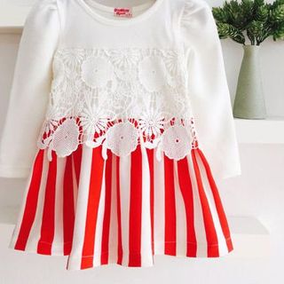 A17363 - đầm thun sọc phối ren kèm băng đô oshkoshri 8size 1-8