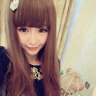 Tóc dài xoăn mái ngang quyến rũ nữ tính t01