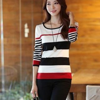Áo len dệt kim tay dài phối sọc al0049