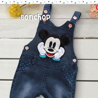 A18335 - 20/11 yếm jeans thun btbg mickey dòng hình chụp thậtsize 1-8