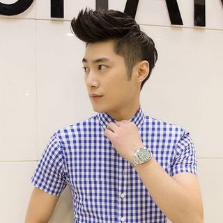 Sơ mi caro xanh ngắn tay thời trang