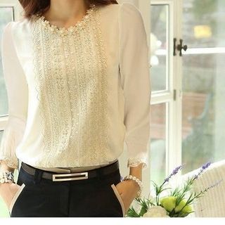 Áo sơ mi đính cườm dài tay ar0128