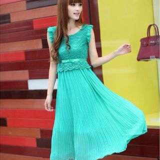 Đầm voan phối ren gợn sóng dv2416