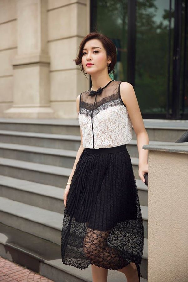 Đầm ren dự tiệc dáng A màu kem KK166-22 | Thời trang công sở K&K Fashion