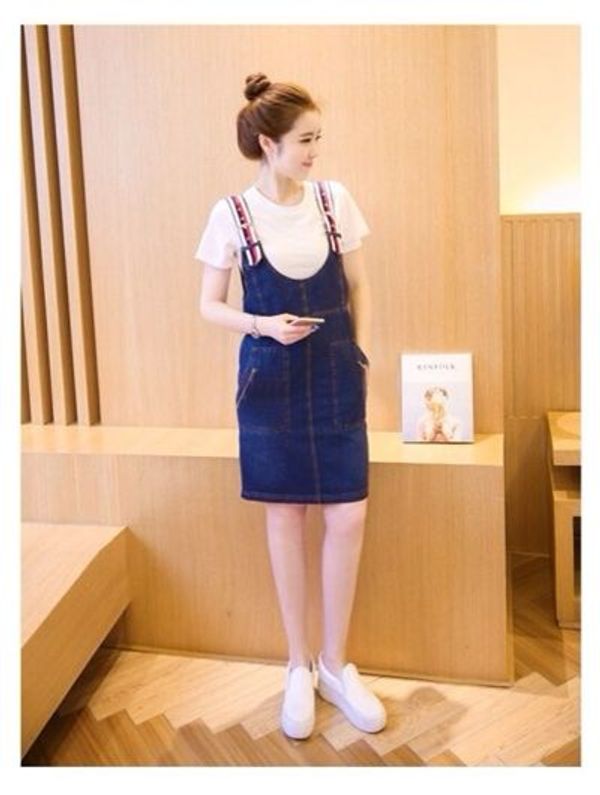 Váy jean dài nữ phong cách váy yếm dài Hàn QuốcY2 - MixASale