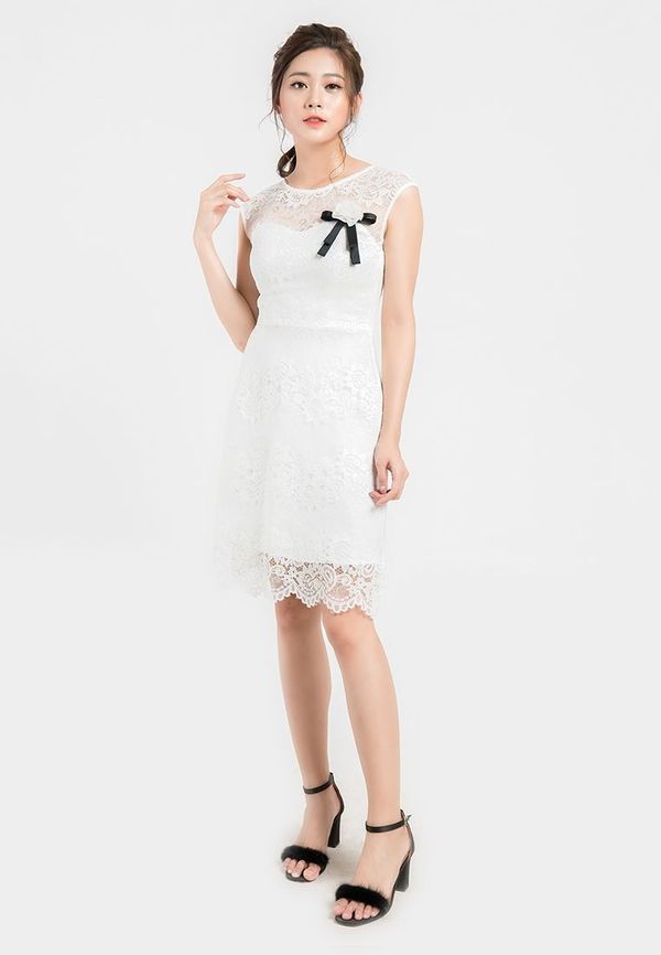 Đầm ren trắng váy ren tiểu thư nhẹ nhàng cuốn hút hàng thiết kế chất liệu  cao cấp shop Ner 164 - Tìm Voucher
