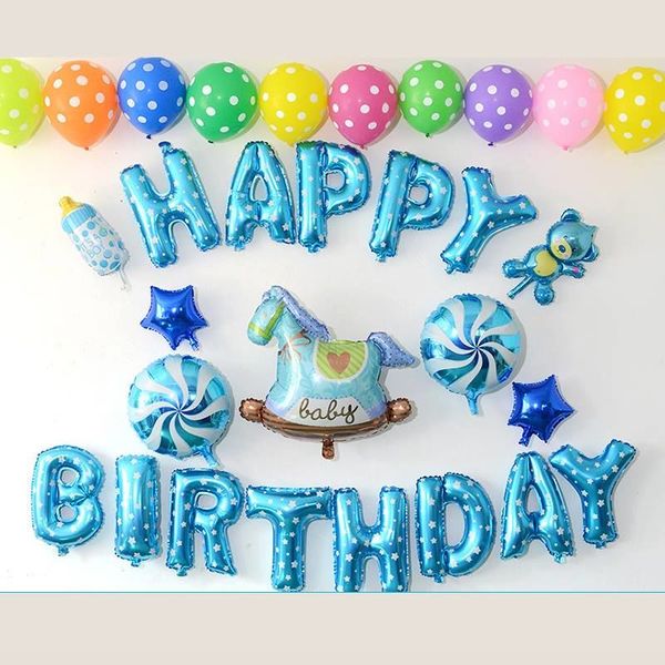 Mẫu trang trí bóng sinh nhật cho bé thú xanh  Happy Party