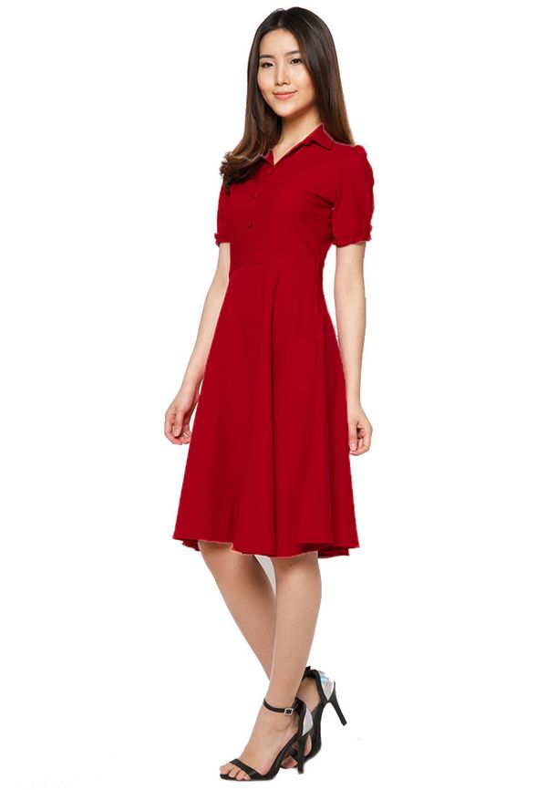 Set áo dài nhung tăm đỏ cổ rời họa tiết hoa hồng vintage kèm chân váy voan  Lamm - Con là điều ngọt ngào nhất!