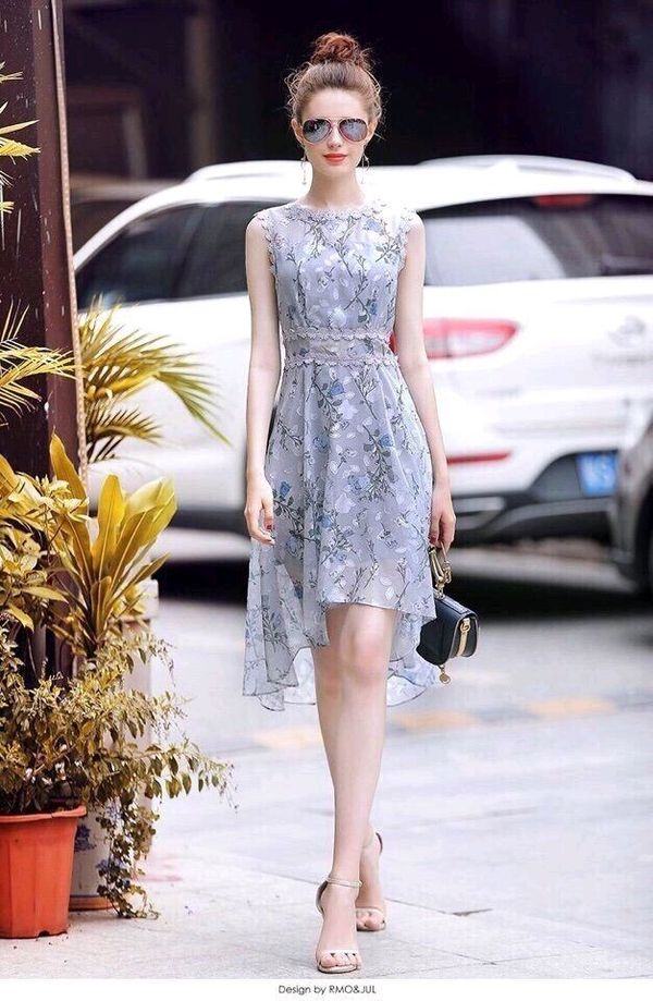 Đầm xòe đuôi cá xếp ly hồng pastel như Minh Hằng - DN375 - AloraShop21