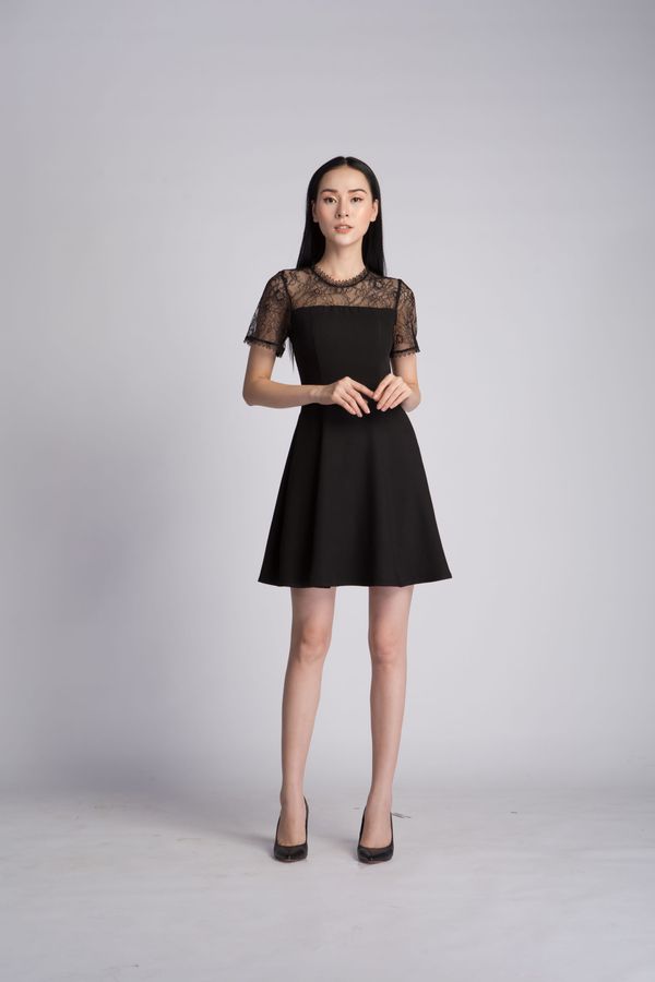 Đầm xòe nhung phối viền ren Alice | My Way Fashion || Thời trang thiết kế  cao cấp