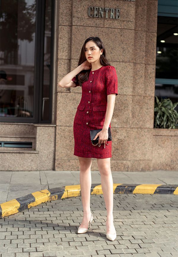 BLEUBIRD Váy liền vải tweed hoạ tiết caro houndstooth buộc nơ NINA DRESS -  Đầm, váy nữ | ThờiTrangNữ.vn