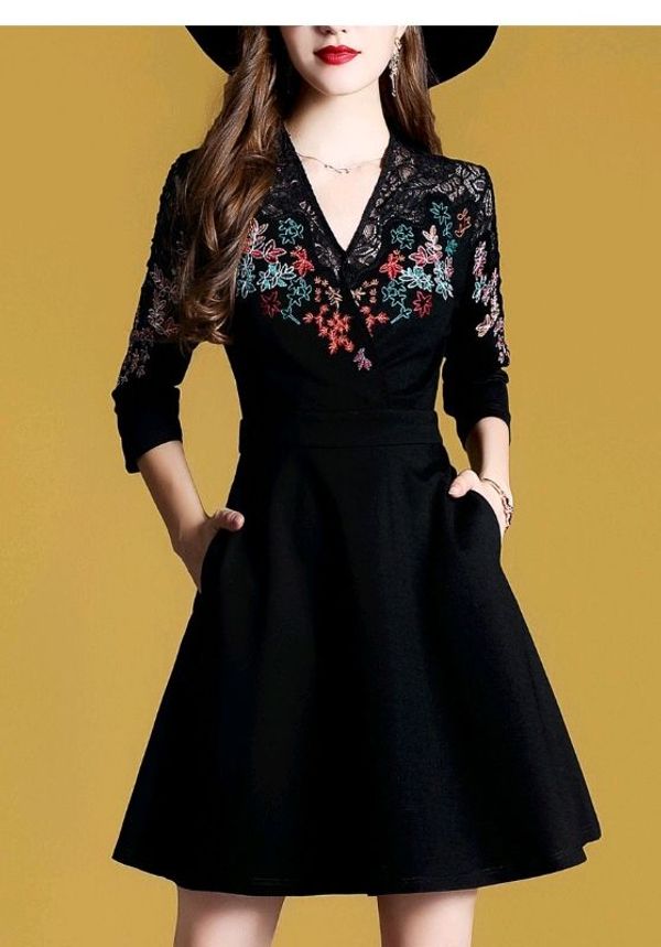 Đầm Xoè Thêu Hoa Sen Cao Cấp - Váy Công Sở Thun Lụa Nhập Loại Tay Lỡ Cổ  Tròn Dáng Ngắn Quảng Châu | Shopee Việt Nam
