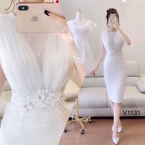 Váy body trắng thiết kế dự tiệc Đầm body sang chảnh dáng ôm trễ vai HN  Clothing V19 | Lazada.vn