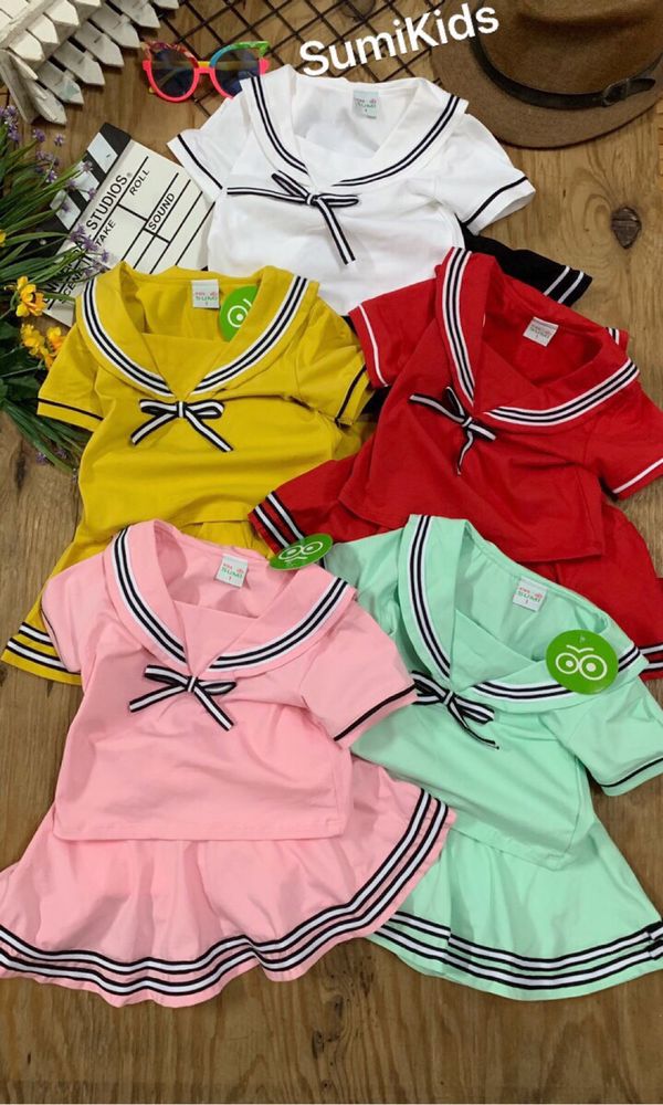 Set áo váy thủy thủ nơ dễ thương cho bé gái BGB121026– Bé Xinh Shop