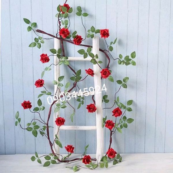 Hoa giả - dây hoa hồng leo cao cấp giả trang trí dài 3m giá sỉ ...