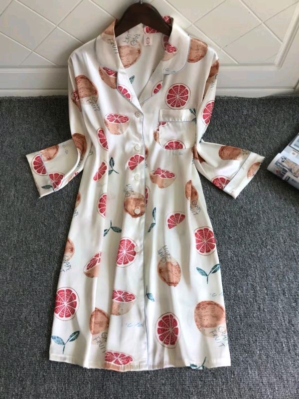 Đầm ngủ pijama kiểu dáng sơ mi hàng thiết kế chất vải lụa cao cấp - Váy