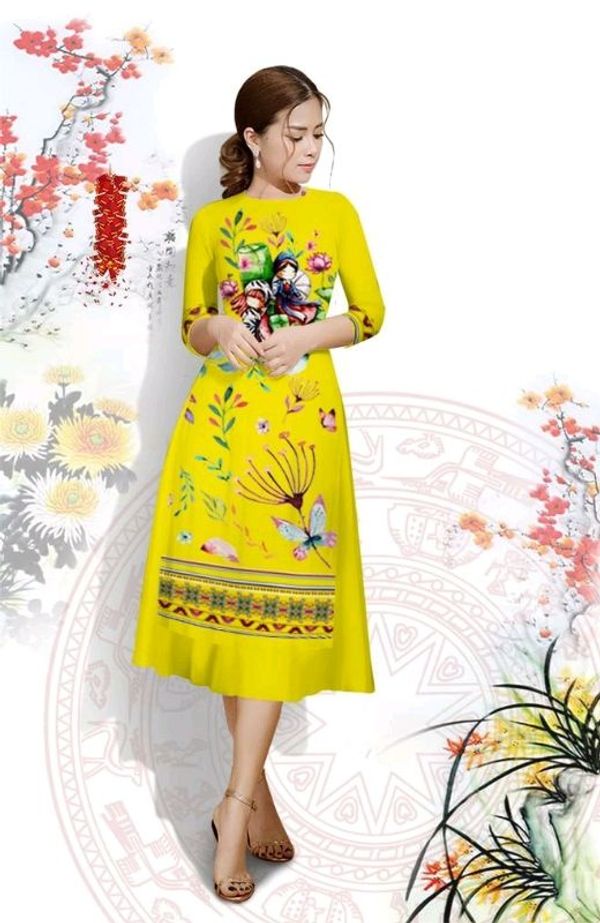 D224 : Đầm thun dài hoa cúc rút dây eo phối ren chân váy - yishop.com.vn