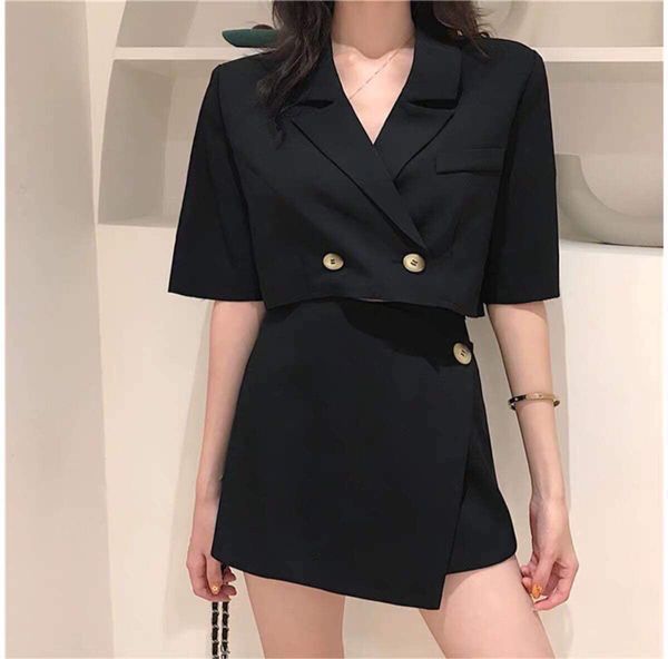 SET ÁO CROPTOP CỔ VEST CHÂN VÁY giá sỉ giá bán buôn  Thị Trường Sỉ