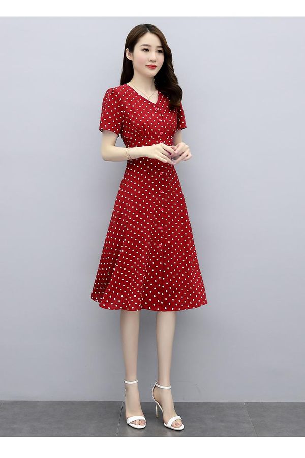 Váy Hoa Nhí Đỏ Tươi Dạo Phố Ngày Hè Siêu Xinh Hazel Dress QA6866