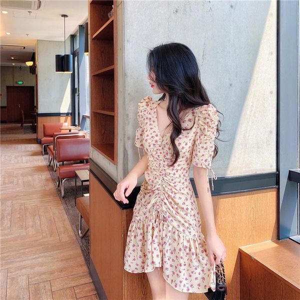 CÓ SẴN - Váy Midi Hoa Nhí Dáng Dài đầm Đuôi Cá Ngắn Tay Hàng Quảng Châu |  Shopee Việt Nam