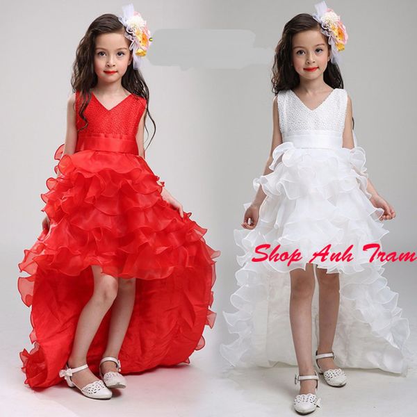 Váy đầm công chúa cho bé gái 3 đến 9 tuổi Váy dạ hội dự tiệc đính hoa hồng  màu đỏ | Shopee Việt Nam