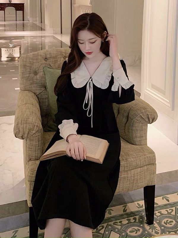 Váy dài đen cổ bèo, đầm nữ tiểu thư Hàn Quốc xixeoshop - V3 - Đầm, váy nữ |  ThờiTrangNữ.vn