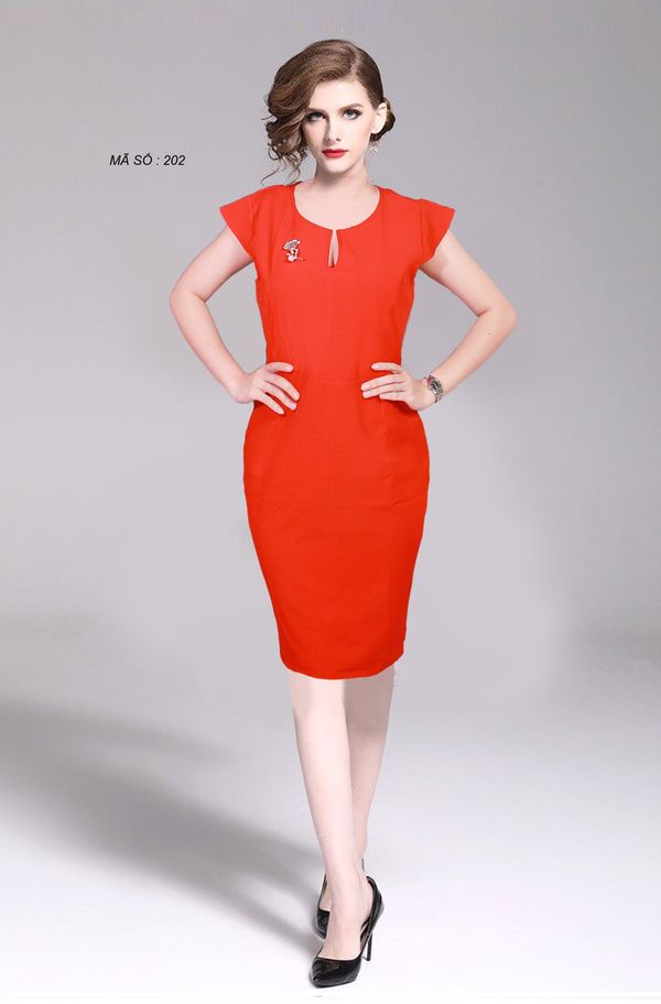 Đầm Ôm Body Xếp Ly Đỏ Hoa Hồng Tay Phồng Kết Ngọc Trai Mei Dress