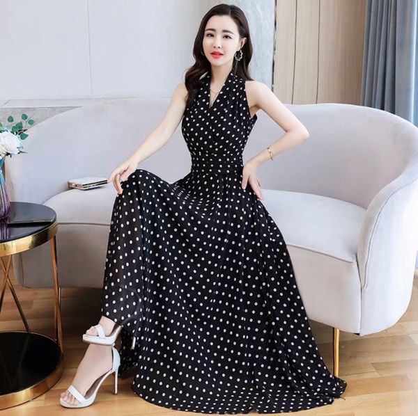 Đầm Maxi Yếm váy chấm bi cho Bé gái MamLa