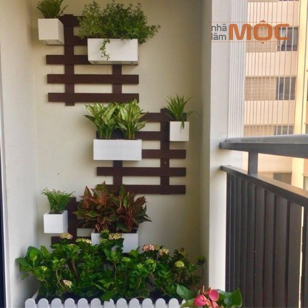 Khung gỗ treo tường, trang trí ban công, trồng hoa - 40x40 cm giá ...