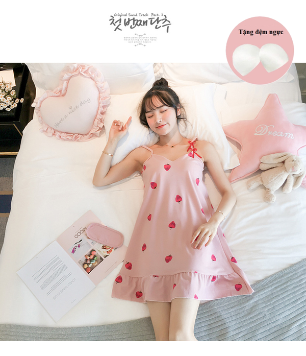 Váy ngủ 2 dây họa tiết hoạt hình dễ thương- đầm ngủ mặc nhà chất thun  cotton V2884 - Chân váy | ThờiTrangNữ.vn