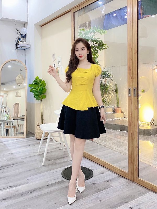 Set bộ công sở áo peplum + chân váy ôm, hàng thiết kế cao cấp, chất liệu dạ  text sang trọng, quý phái Evaland | Lazada.vn