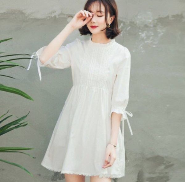 Đầm Babydoll Nơ Ngực 🍍 Váy babydoll trắng Nơ Ngực FREESHIP 🍍 Váy Nữ Tay  Bồng Dáng Suông 2 Màu mặc lên siêu xinh phối đồ - Đầm suông | ThờiTrangNữ.vn