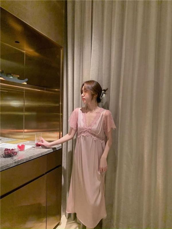 Váy ngủ nữ mùa hè tay ngắn mỏng kiểu dáng đồ ngủ hè giảm béo mm XL mẹ dịch  vụ tại nhà váy ngủ lụa tơ tằm  Tàu Tốc Hành 
