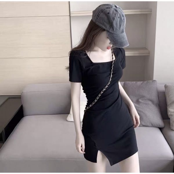 Đầm body tay phồng bèo lai xếp ly eo, cổ vuông | Lazada.vn