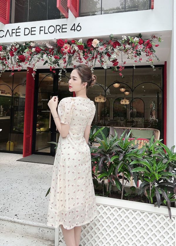 Váy đầm nữ bánh bèo trễ vai họa tiết hoa nhí, mẫu váy đầm nữ dáng xòe đẹp  mặc được 2 kiểu trễ vai hoặc cổ vuông-M011 👗 * | Shopee Việt Nam