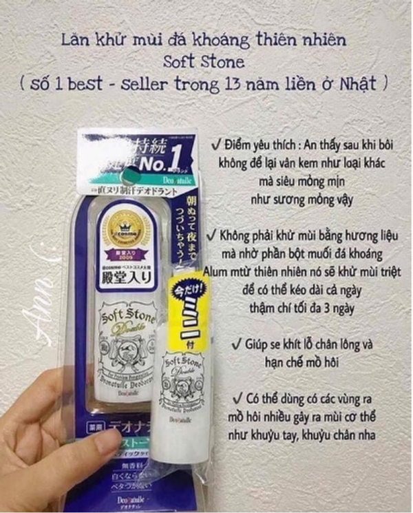 Khử mùi Lăn khử mùi đá khoáng dạng sáp cho mọi loại da Nhật Bản - Deonatulle Soft Stone Double Deodorant 20G giá sỉ, giá bán buôn - Thị Trường Sỉ