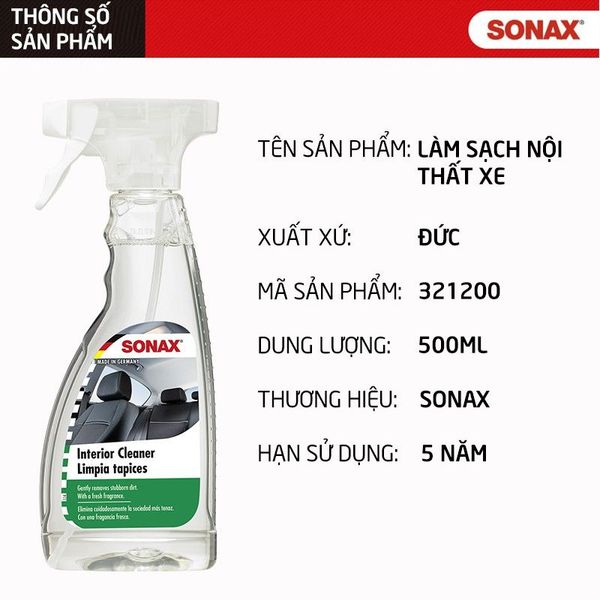 Interior Cleaner Sonax, 500ml - 321200 - Pro Detailing