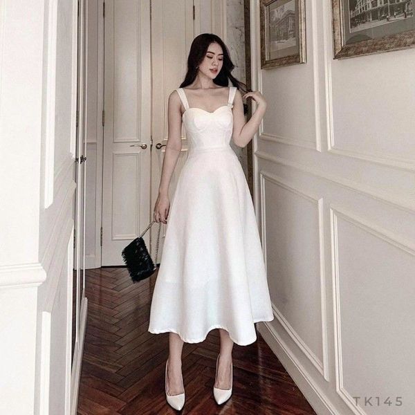 Mua Đầm xòe 2 dây bản to váy dài - Trắng - XL tại Ifashion0110 | Tiki